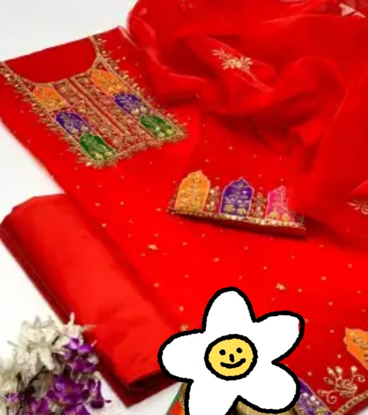 4 pcs Cotton silk mirror work shirt and trouser